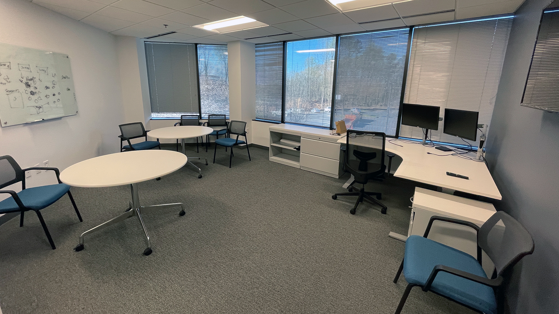 Private office with multiple desks